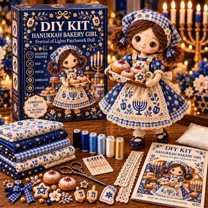 Hanukkah DIY Patchwork Doll Kit – Festival of Lights Handmade Keepsake | 3 Beautiful Designs to Choose From