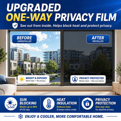 ☀️ One-Way Privacy Window Film – Daytime Mirror Effect, Heat Blocking & UV Protection