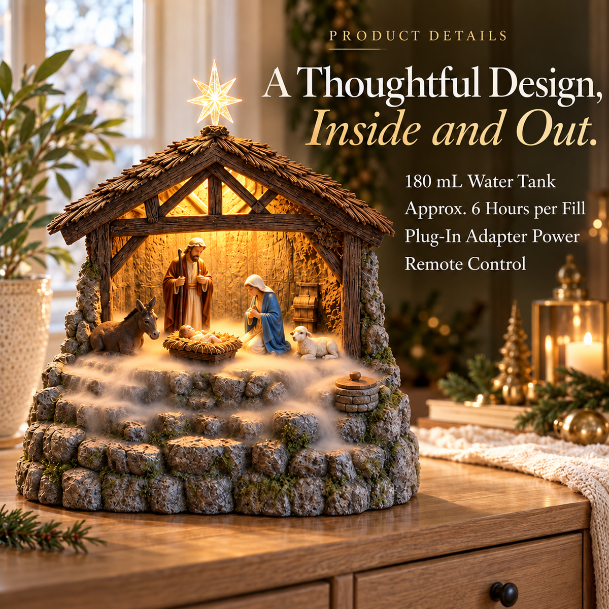 Bethlehem Glow – Lighted Nativity Mist Diffuser