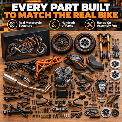 🏍️ 1:6 DIY Motorcycle Model Kit 🔧 Fuel-Powered Engine Build