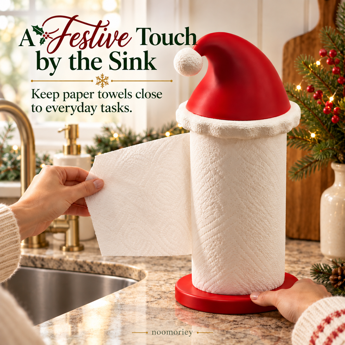 50% OFF🎅🎄 Santa Hat Paper Towel Holder – Festive Christmas Kitchen Decor ！！！🎁