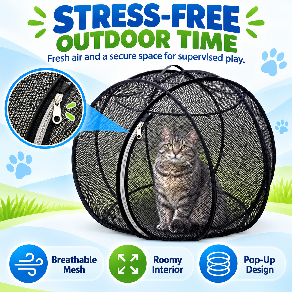 🔥🐱 Pop-Up Cat Playpen 🌿 Fresh Air, Safe Space, Happy Cat