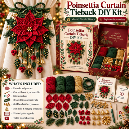 Christmas Crochet Curtain Tieback DIY Kits – Beginner-Friendly Holiday Craft Kits