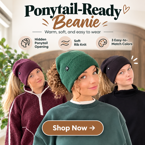 ✨2-in-1 Ponytail Knit Beanie — Features a built-in magnetic closure; no zipper design❄️