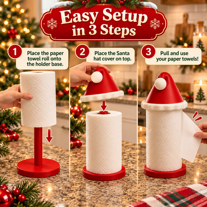 50% OFF🎅🎄 Santa Hat Paper Towel Holder – Festive Christmas Kitchen Decor ！！！🎁