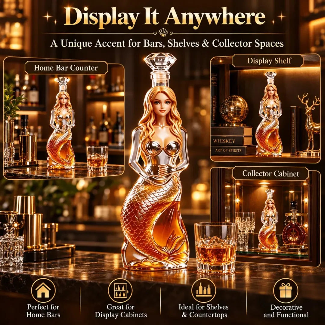 Enchanted Mermaid Glass Whiskey Decanter