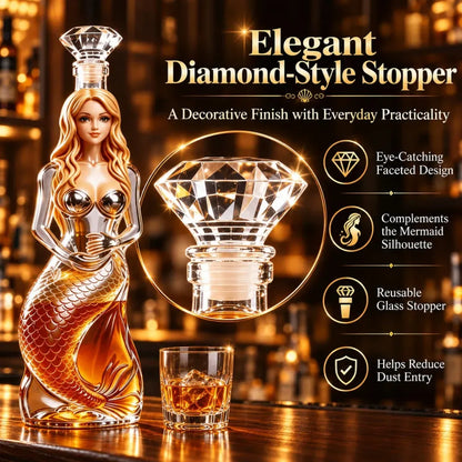 Enchanted Mermaid Glass Whiskey Decanter