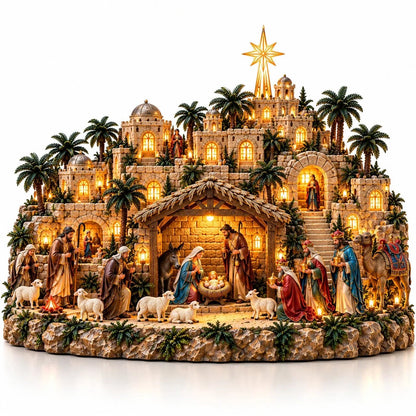 🎉✨ Remember the Night That Changed Everything! — The Holy Night of Bethlehem Illuminated Nativity Village