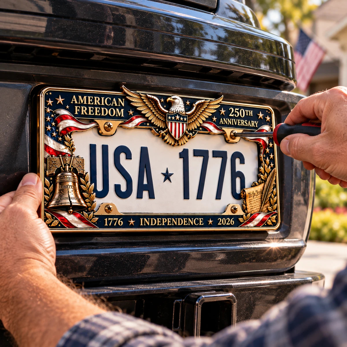 🦅🇺🇸 America 250th Anniversary Metal License Plate Frame – Patriotic Eagle & Freedom Edition, 1776–2026