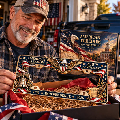 🦅🇺🇸 America 250th Anniversary Metal License Plate Frame – Patriotic Eagle & Freedom Edition, 1776–2026