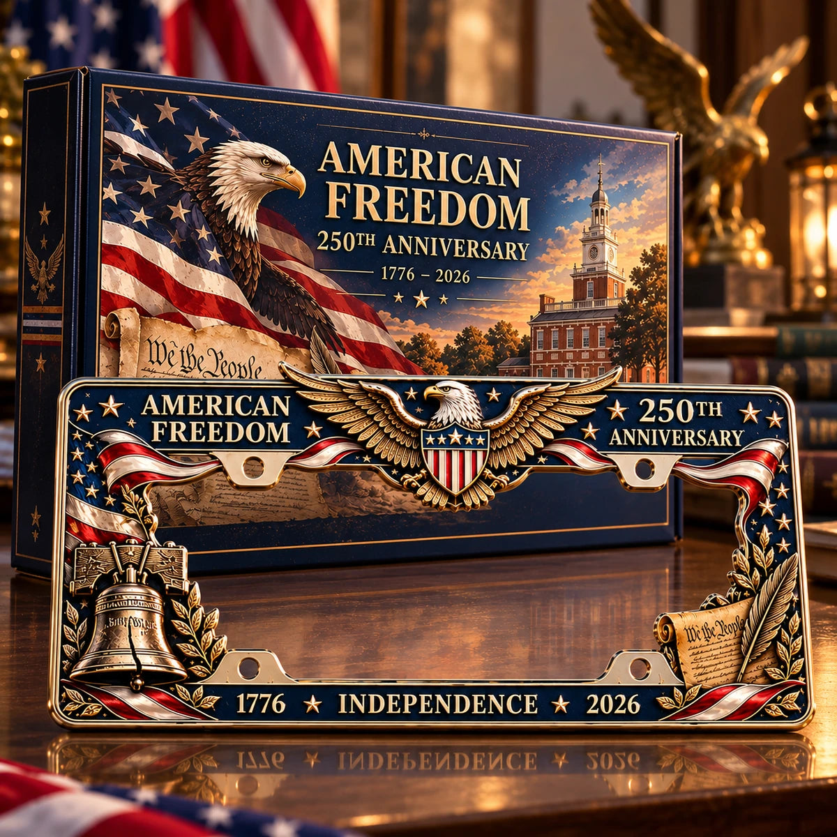 🦅🇺🇸 America 250th Anniversary Metal License Plate Frame – Patriotic Eagle & Freedom Edition, 1776–2026