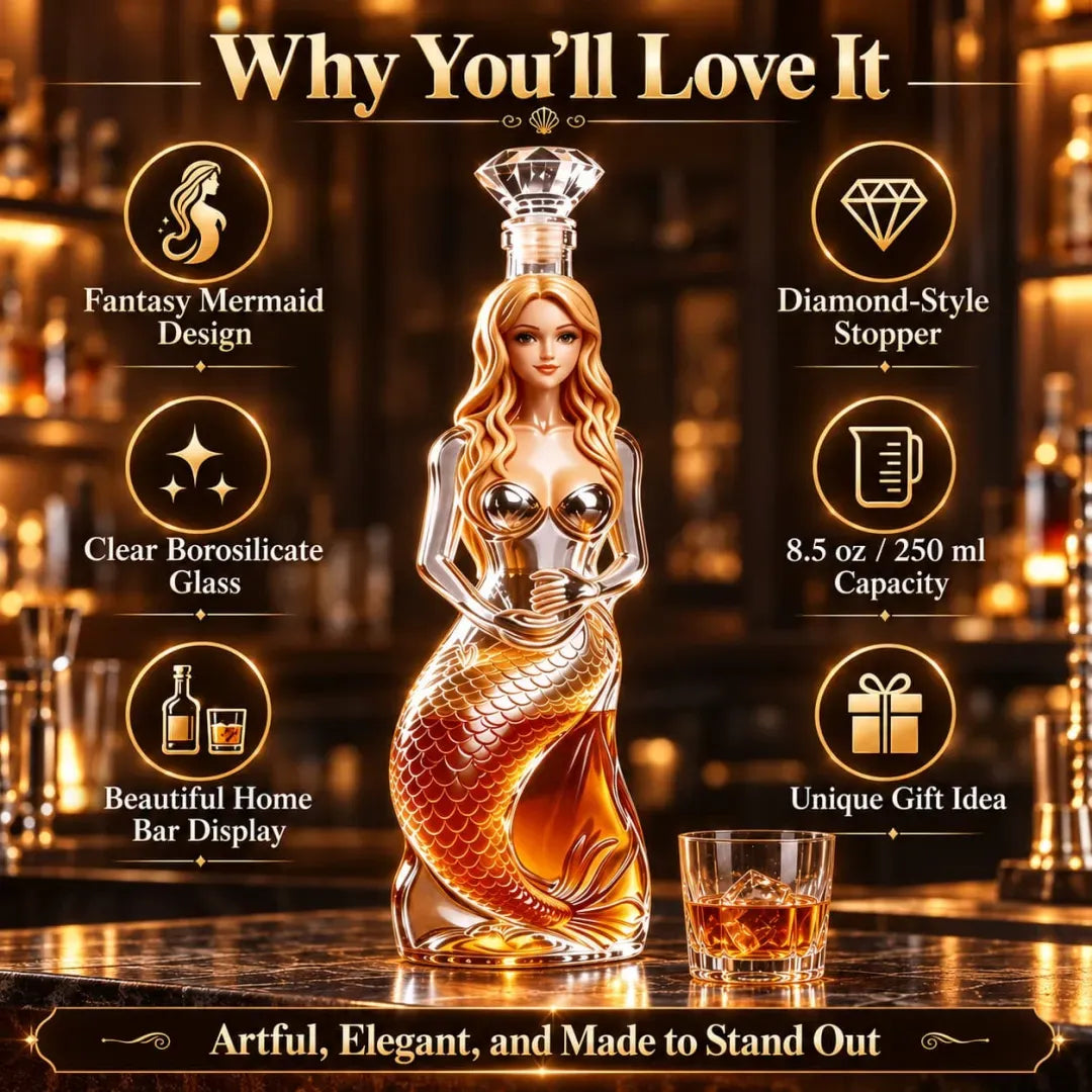 Enchanted Mermaid Glass Whiskey Decanter