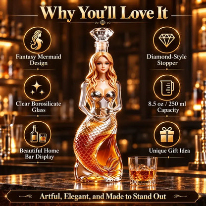 Enchanted Mermaid Glass Whiskey Decanter