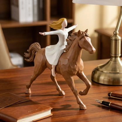 🤎 Forever Free: A Girl and Her Horse Resin Figurine 🐴