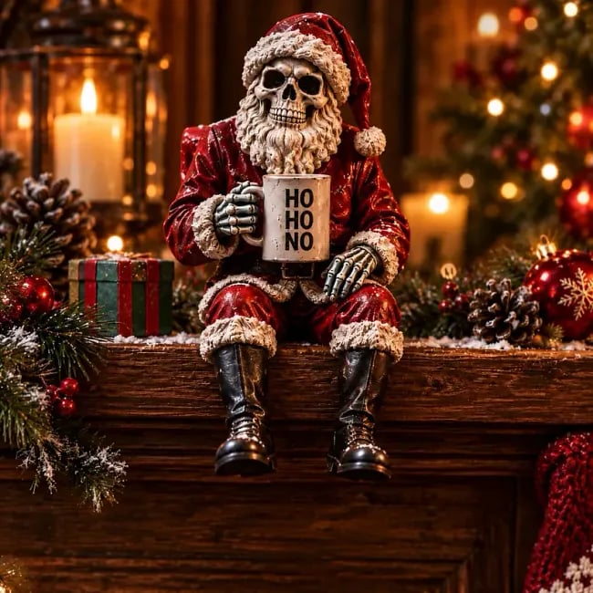 💀🎄 Naughty Christmas Skeletons – 6-Style Gothic Holiday Shelf Sitters.