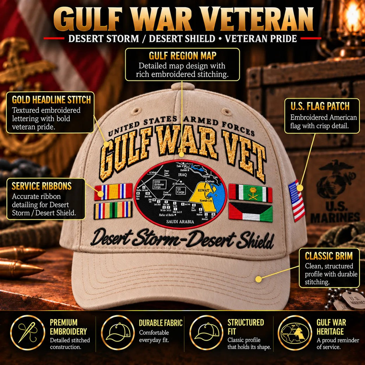 🇺🇸 Gulf War Veteran Tribute Cap – Operation Desert Storm 1990–1991