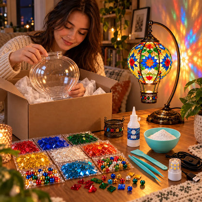 ⏳ Last Day 49% OFF – 🎨 Beginner-Friendly Turkish Mosaic Hot Air Balloon Lamp DIY Kit | Complete Kit with Mosaic Pieces, Tools & USB Light Included ✨