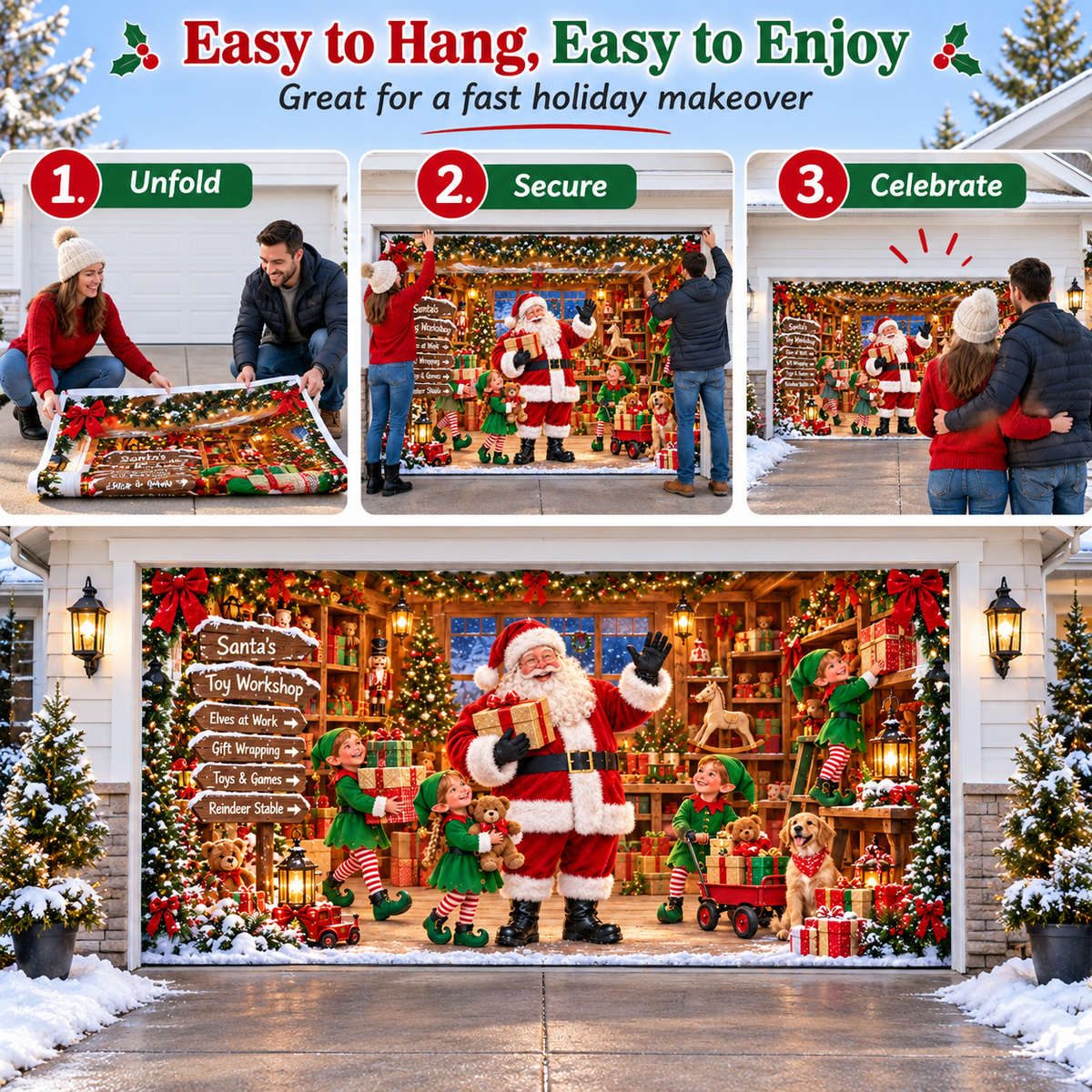 🔥LAST DAY 50% OFF🎄 Christmas Garage Door Cover 🚗✨