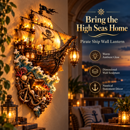 Captain's Lost Treasure – Lighted 3D Pirate Ship Wall Art, Vintage Nautical Decor for Home Bar, Study & Living Room