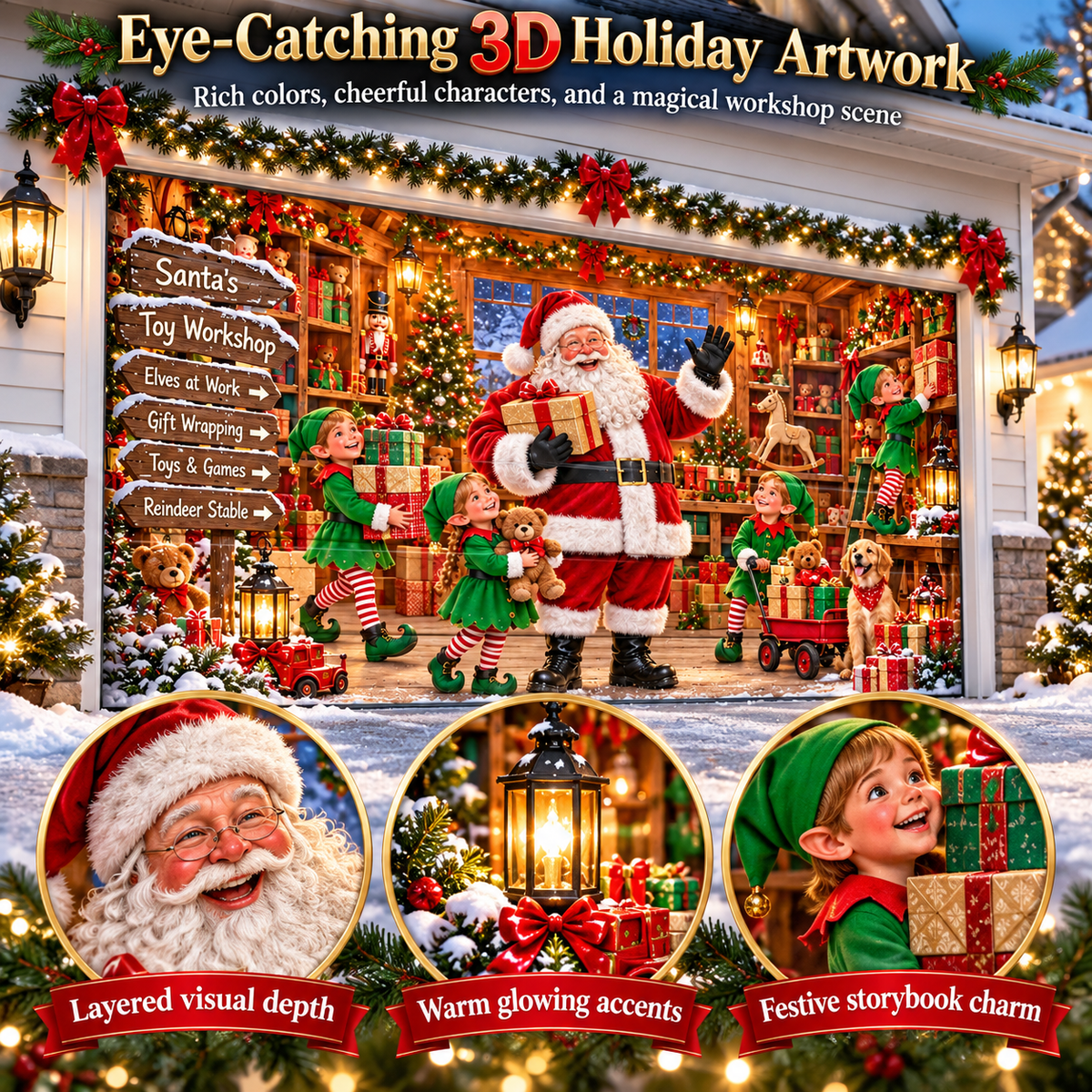 🔥LAST DAY 50% OFF🎄 Christmas Garage Door Cover 🚗✨