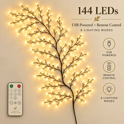 🎄 Flexible LED Branch Lights | Remote-Controlled Holiday Wall Decor(📦Buy 2 Free Shipping)