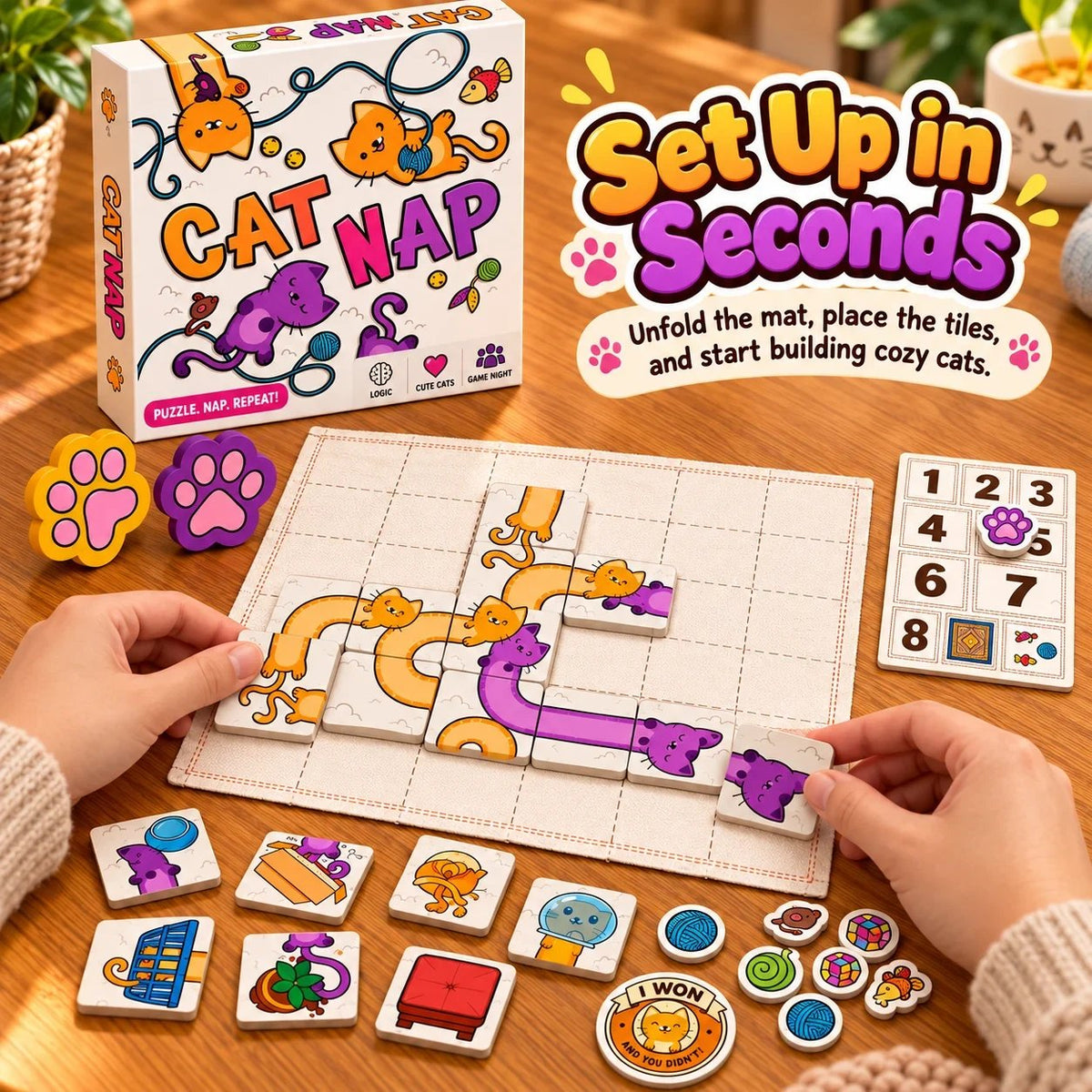 🐱 Cat Nap – Cute Cat Puzzle Board Game for Family Fun & Game Night