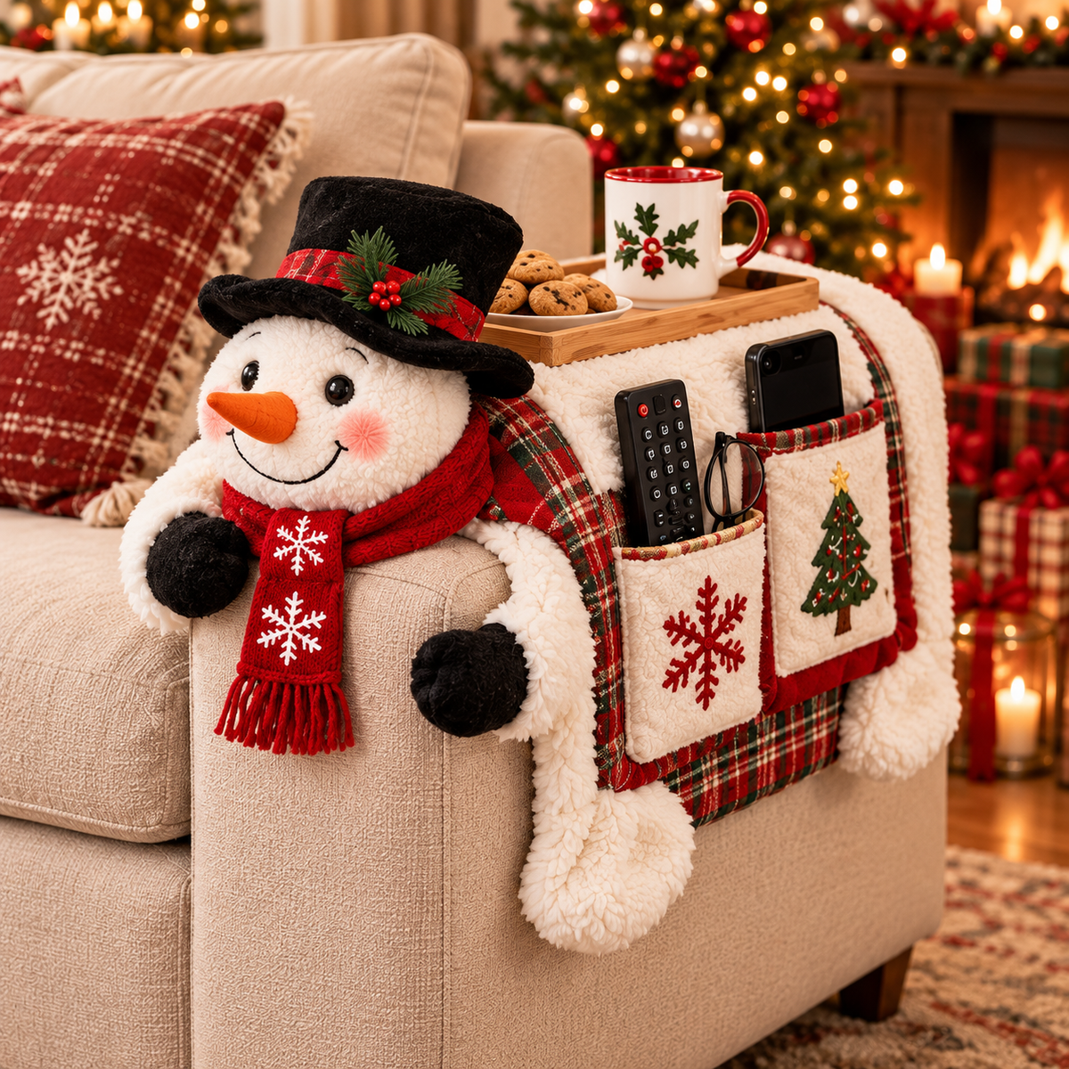 🎅 Cute Christmas-Themed Sofa Armrest Organizer