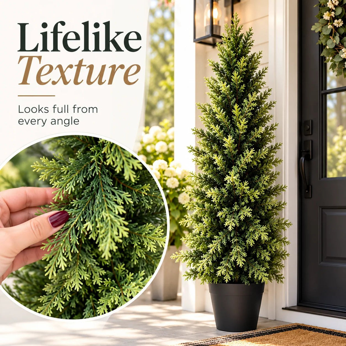 🌿 Luxury Realistic Cypress Topiary Tree – Elegant, Weather-Resistant Outdoor Décor