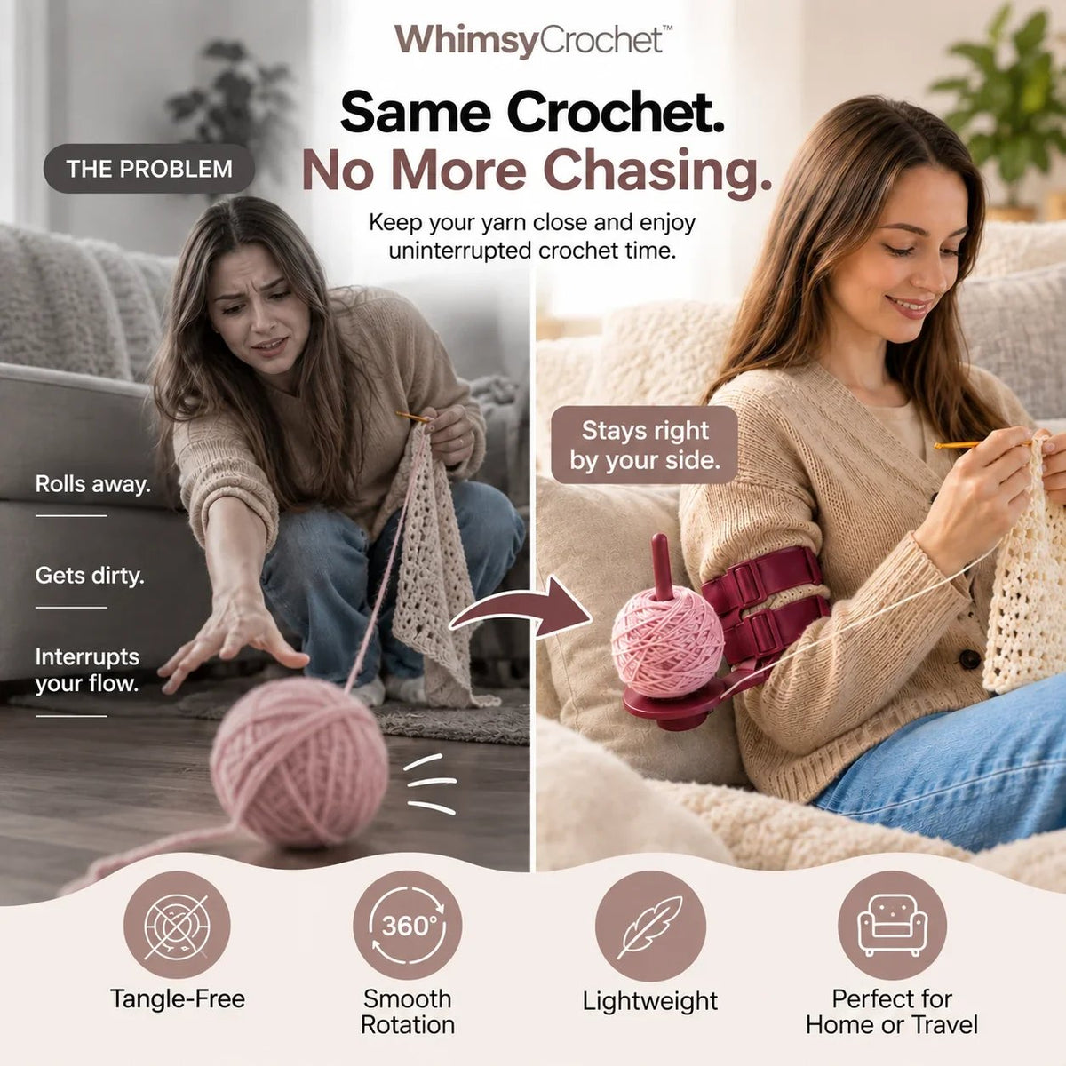 Yarn Tension Arm Holder for Crocheting