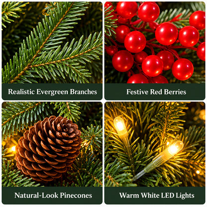 🔥2026 Christmas Sale 50% OFF | Pre-Lit Christmas Evergreen Arrangement