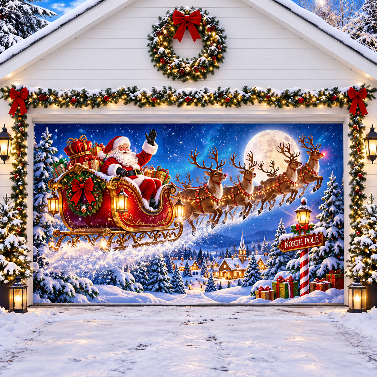 🔥LAST DAY 50% OFF🎄 Christmas Garage Door Cover 🚗✨