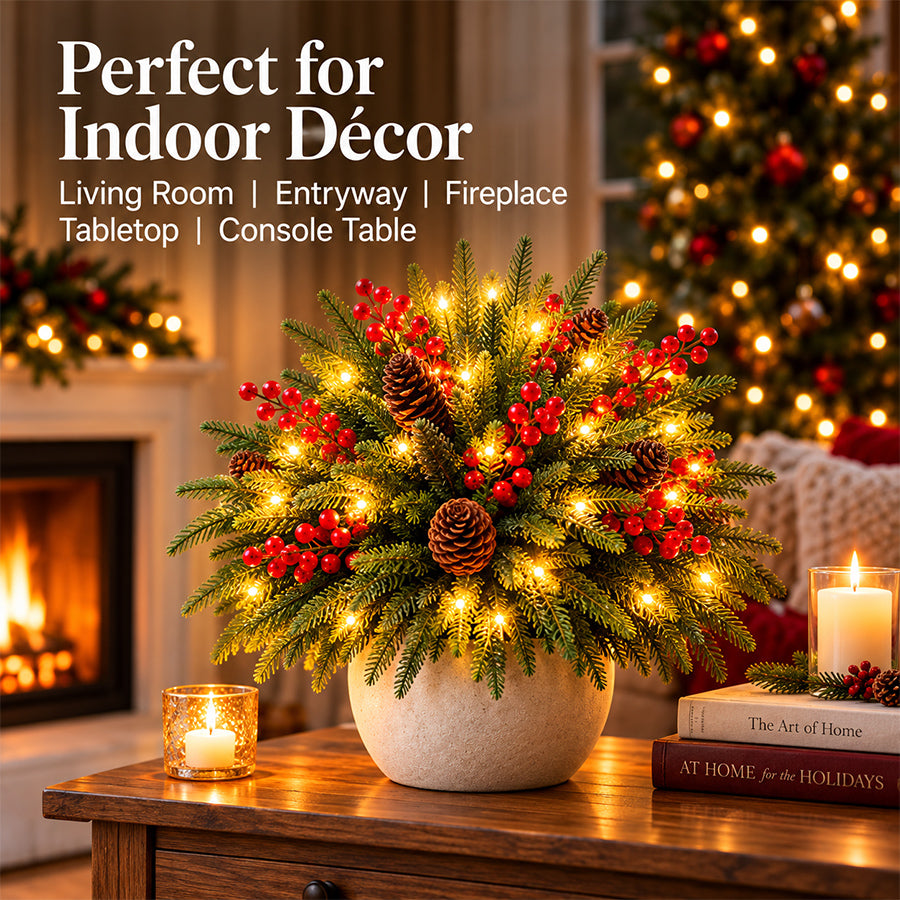 🔥2026 Christmas Sale 50% OFF | Pre-Lit Christmas Evergreen Arrangement