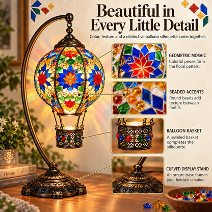⏳ Last Day 49% OFF – 🎨 Beginner-Friendly Turkish Mosaic Hot Air Balloon Lamp DIY Kit | Complete Kit with Mosaic Pieces, Tools & USB Light Included ✨