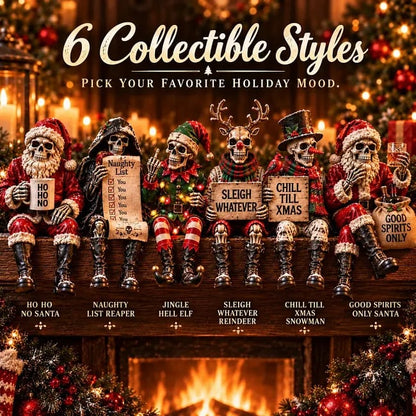 💀🎄 Naughty Christmas Skeletons – 6-Style Gothic Holiday Shelf Sitters.