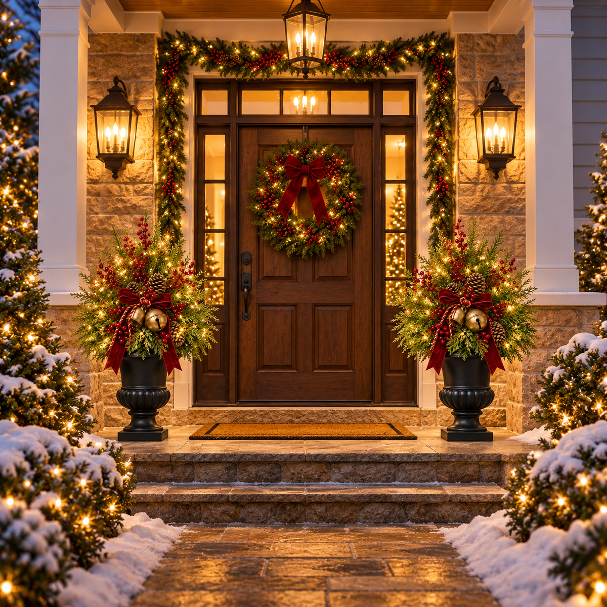24-Inch Pre-Lit Christmas Evergreen Urn Filler