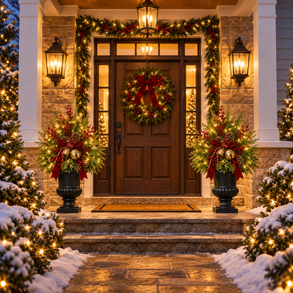 24-Inch Pre-Lit Christmas Evergreen Urn Filler