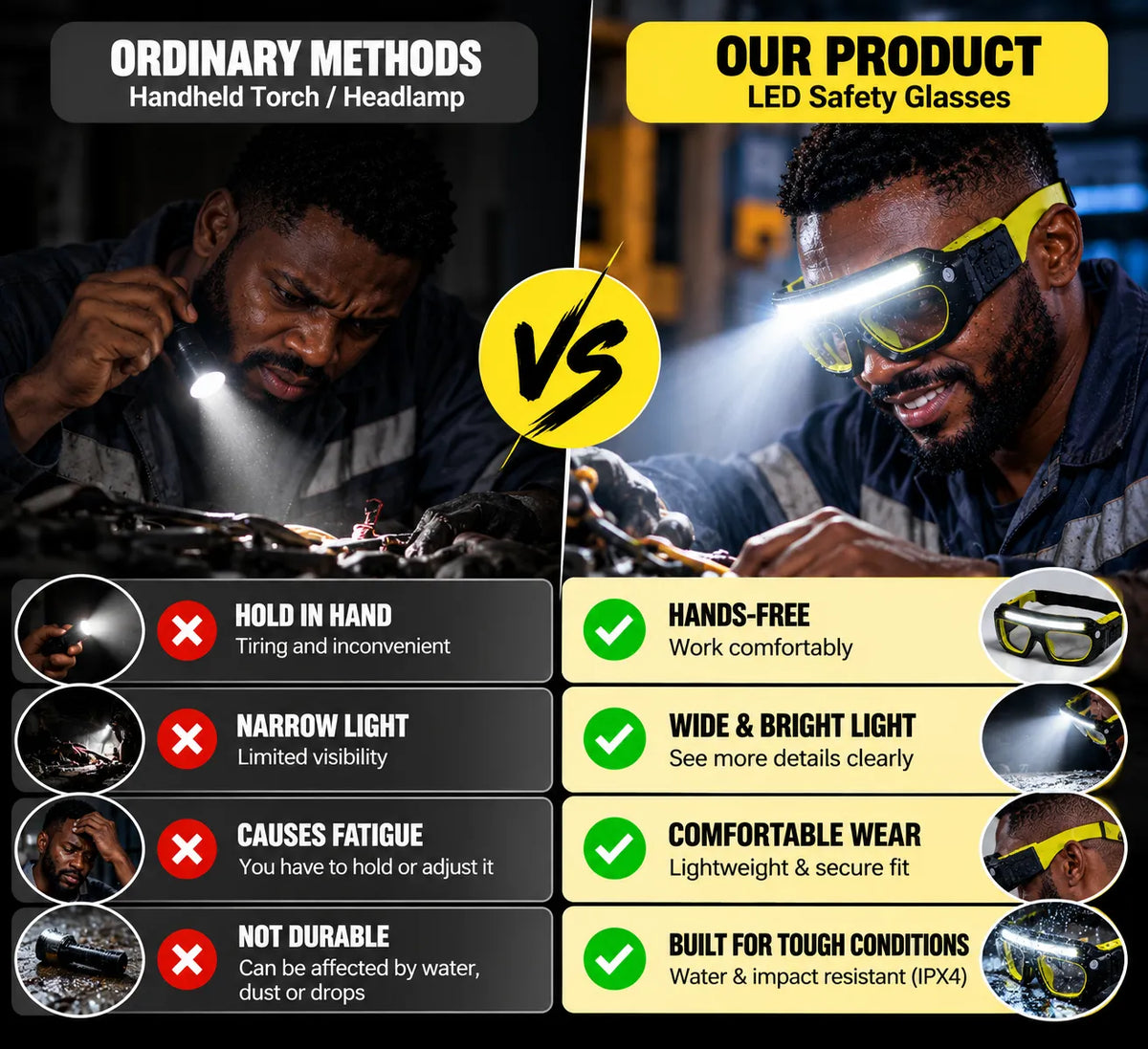 Hands-Free Vision LED Work Light Glasses