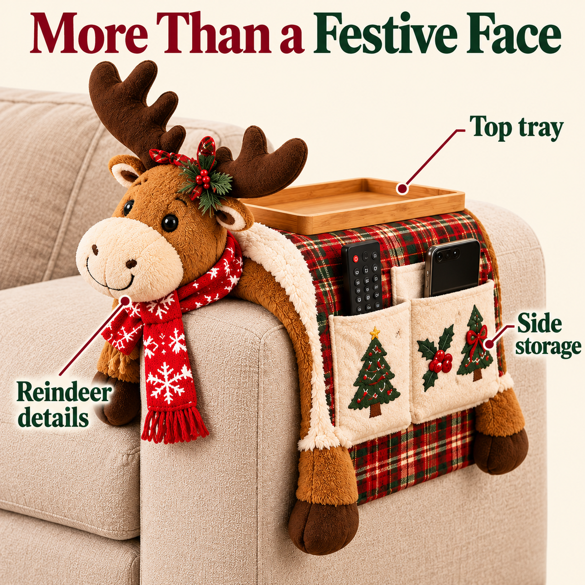 🎅 Cute Christmas-Themed Sofa Armrest Organizer