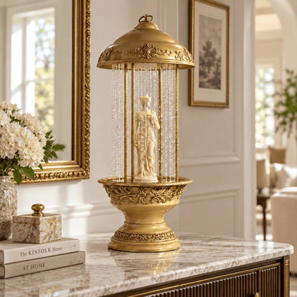 Vintage Oil Rain Lamp with Classical Statue