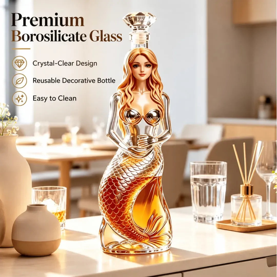 Enchanted Mermaid Glass Whiskey Decanter