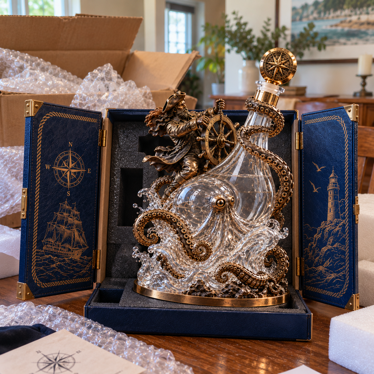 ⚓ Stormbound Captain & Deep-Sea Octopus Whiskey Decanter – 2026 Nautical Collector’s Edition 🥃