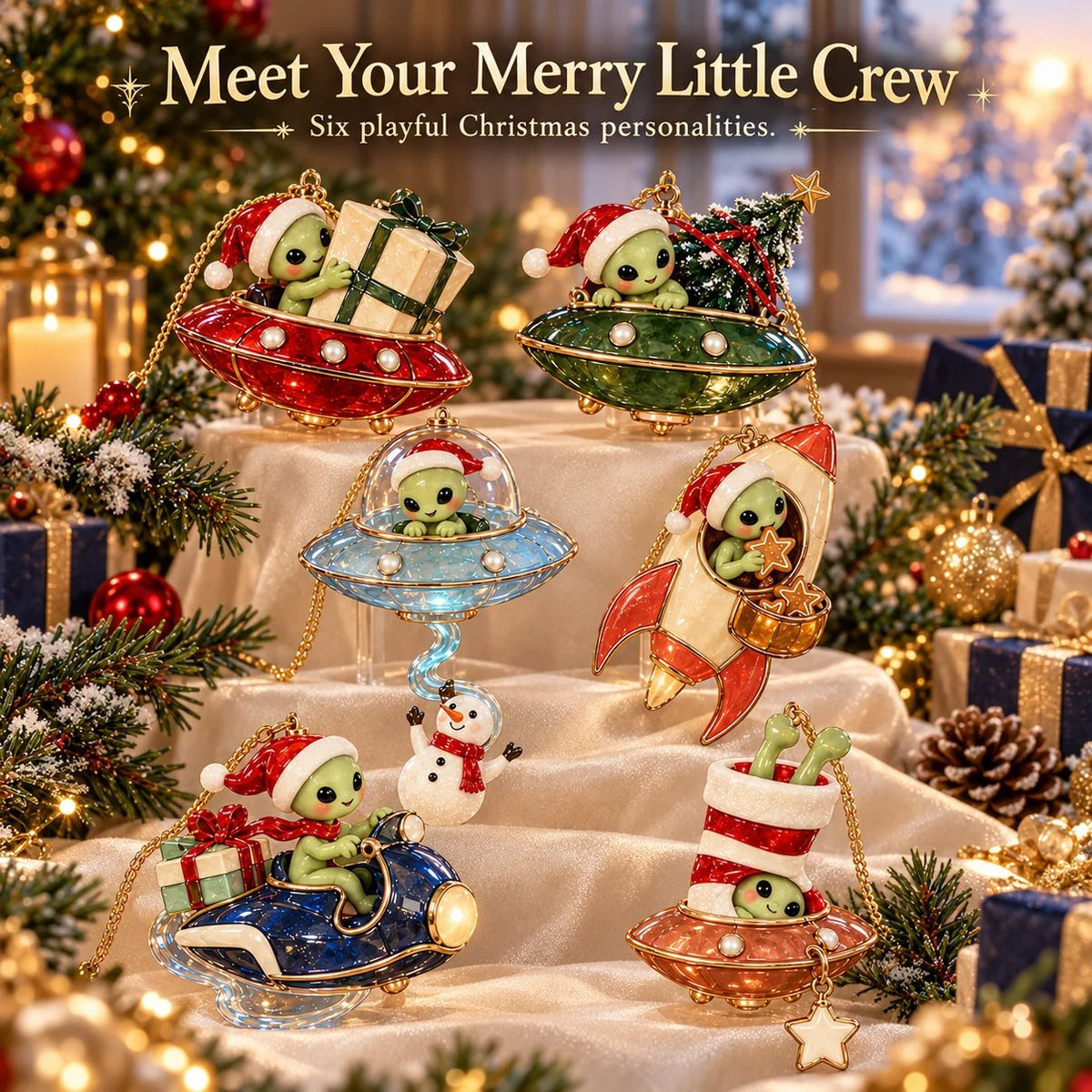 👽🎄 Christmas Alien UFO Ornaments – 6 Cute Cosmic Designs, Unique Christmas Tree Decorations & Holiday Gifts 🚀✨