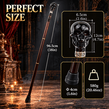 💀Black Devil Skull Wooden Walking Cane