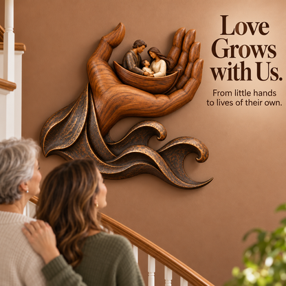 🤲 Held in His Hand – Family Boat Wall Sculpture