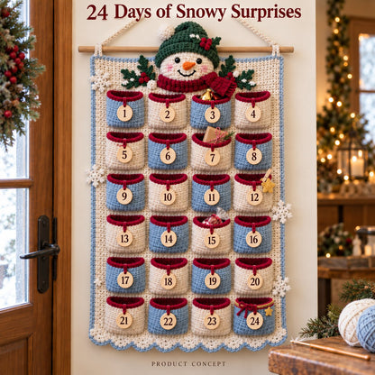 ⏳ Last Day 49% OFF – 🧶 DIY Crochet Advent Calendar Kit | 24 Refillable Pockets, 4 Christmas Characters & Complete Crochet Materials 🎄