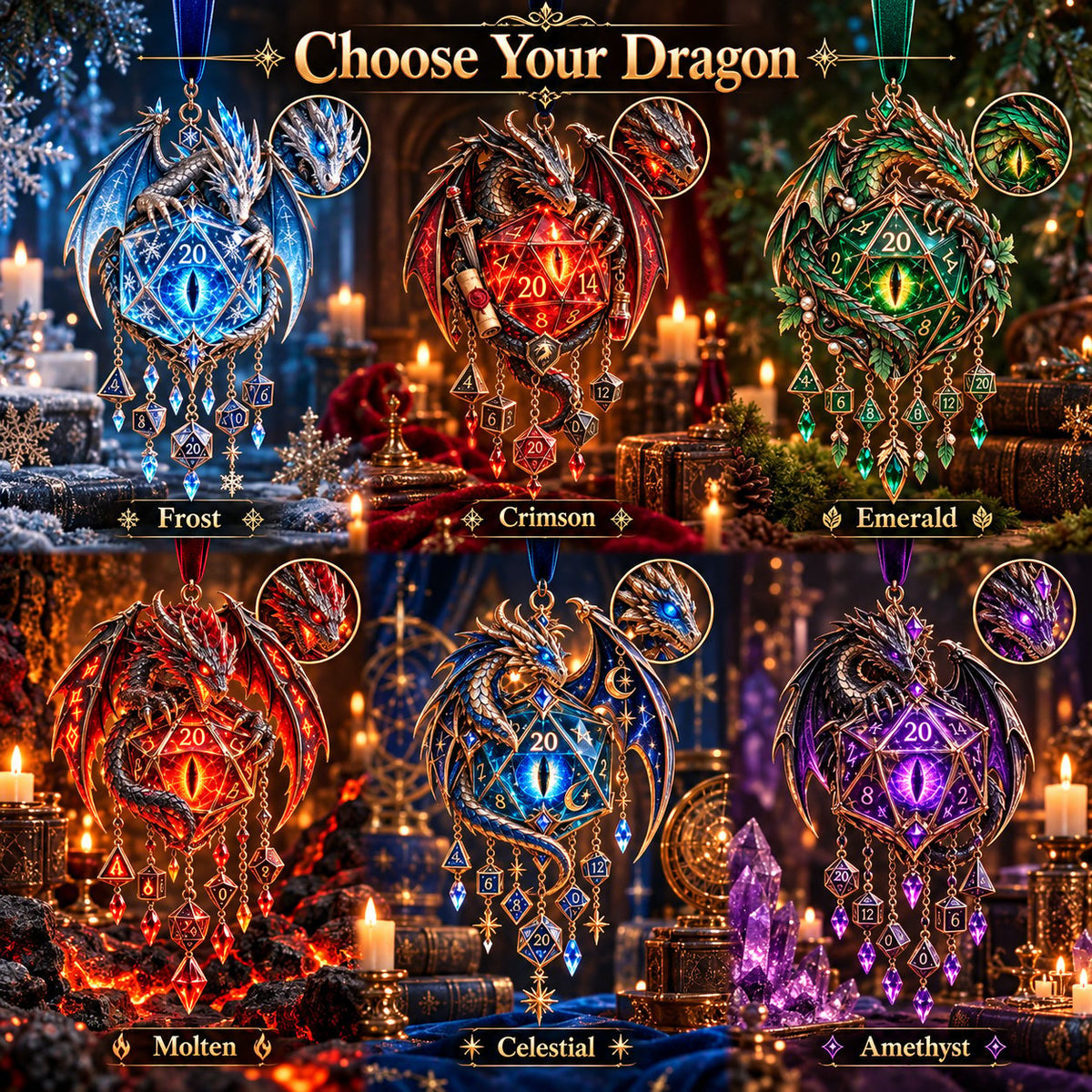 Glow Dragon Hanging Wind Chime for Fantasy Room Styling