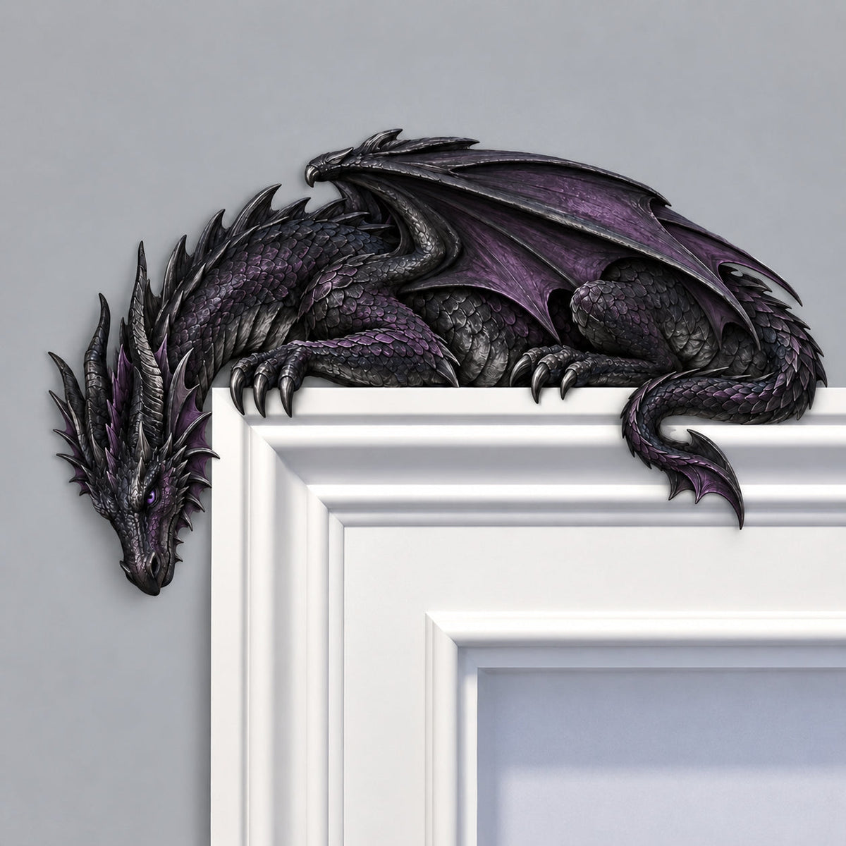 🐉🔥 Sleeping Dragon Door Topper | Medieval Fantasy Dragon Guardian Wall Décor for Doorway, Gaming Room & Gothic Home 🏰✨