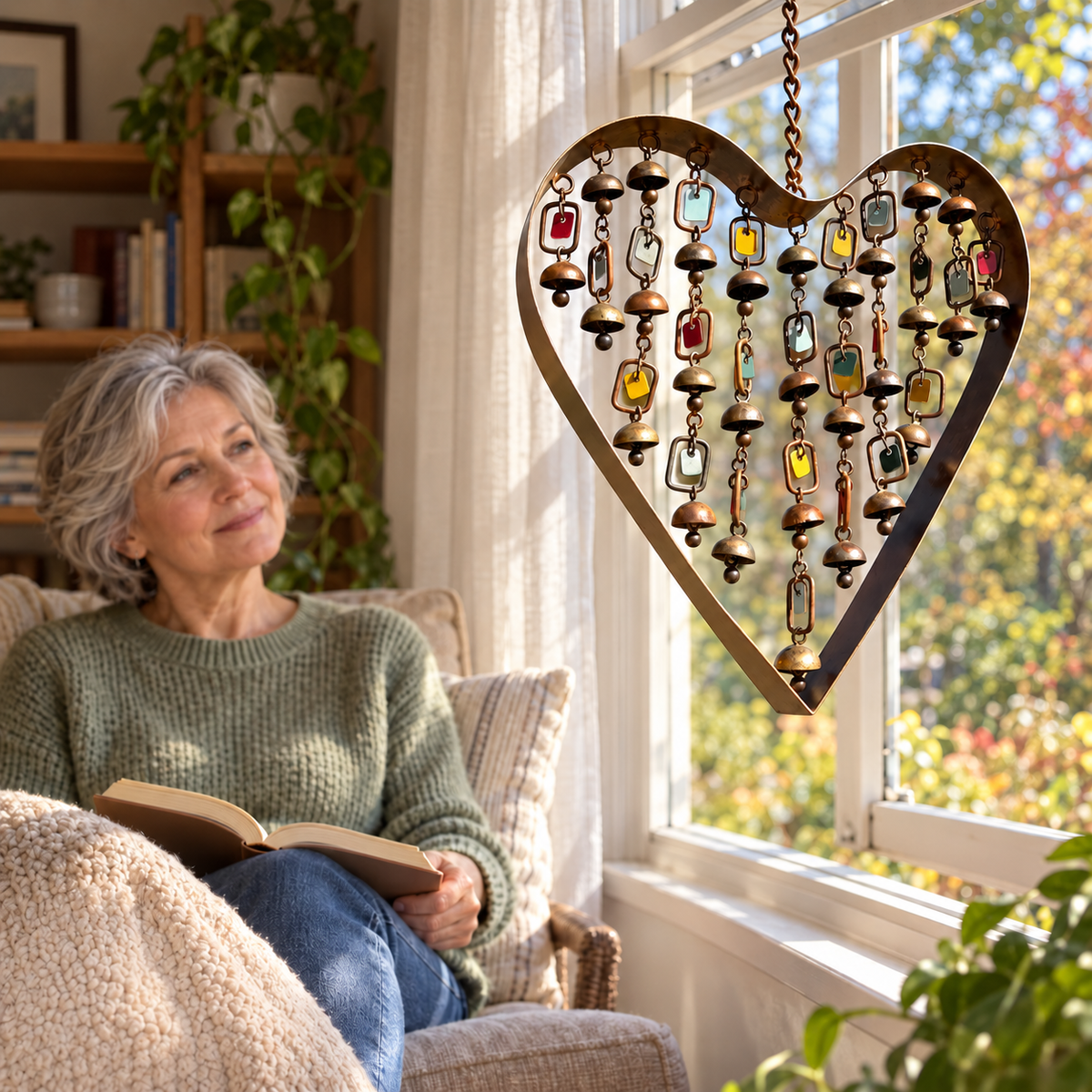 🎐 Heart Wind Chime – Handcrafted Metal Garden Ornament