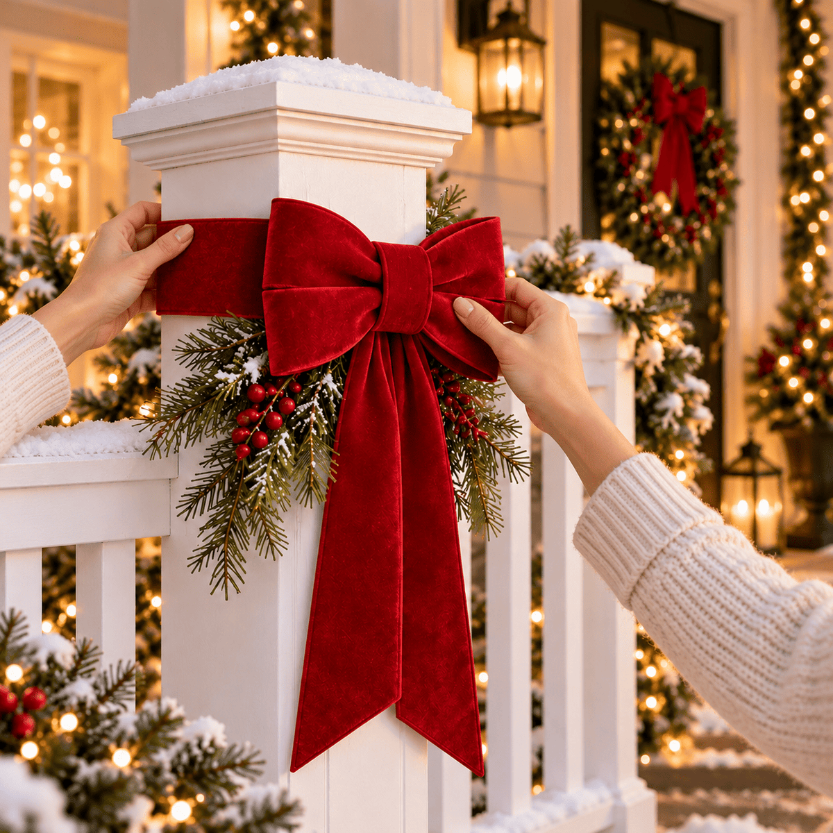 Christmas Porch Bow Decorations