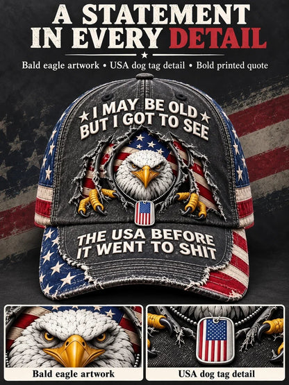🦅🇺🇸 American Bald Eagle Embroidered Vintage Baseball Cap